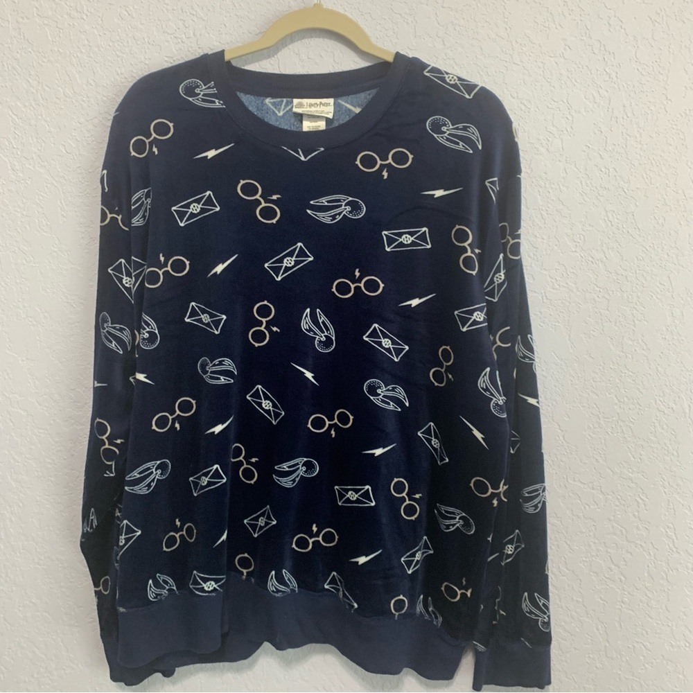 Wizarding World Of Harry Potter Hogwarts Plus Size Blue Long Sleeve Pajama Top